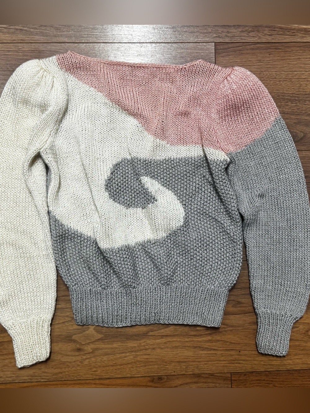 Women's Colorblock Crewneck Sweater in Pink, Cream & Gray